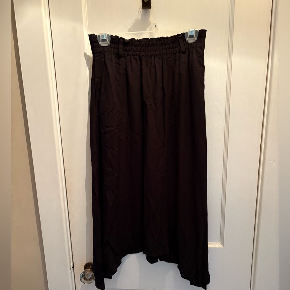 ALC Black Midi A-Line Skirt with High-Low Hem